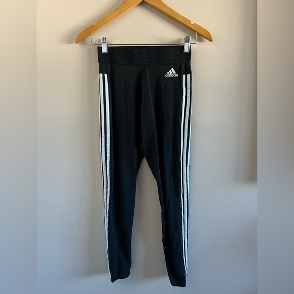 adidas Black 3-Stripes Leggings | Size Small | Athletic Fit - Picture 1 of 5